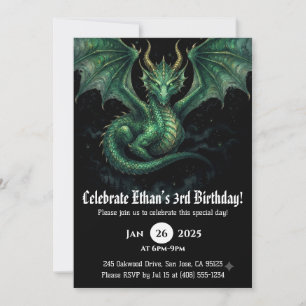 Drache Wasserfarbe Geburtstag Einladung