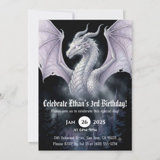 Drache Wasserfarbe Geburtstag Einladung (Vorderseite)