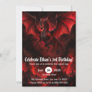 Drache Wasserfarbe Geburtstag Einladung