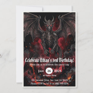 Drache Wasserfarbe Geburtstag Einladung