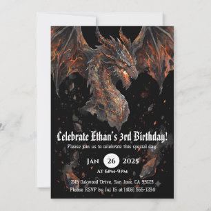 Drache Wasserfarbe Geburtstag Einladung