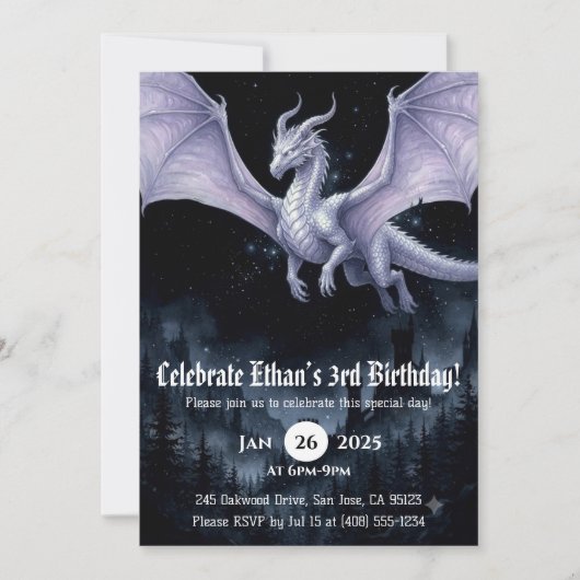 Drache Wasserfarbe Geburtstag Einladung (Vorderseite)