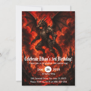 Drache Wasserfarbe Geburtstag Einladung