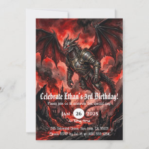 Drache Wasserfarbe Geburtstag Einladung