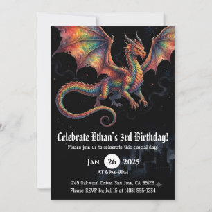 Drache Wasserfarbe Geburtstag Einladung