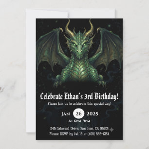 Drache Wasserfarbe Geburtstag Einladung
