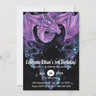 Drache Wasserfarbe Geburtstag Einladung