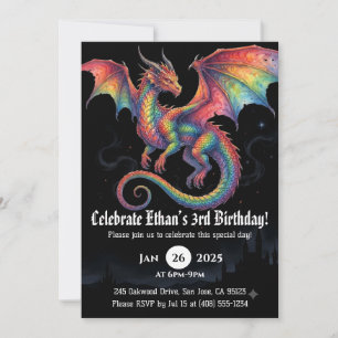 Drache Wasserfarbe Geburtstag Einladung