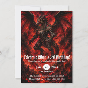 Drache Wasserfarbe Geburtstag Einladung