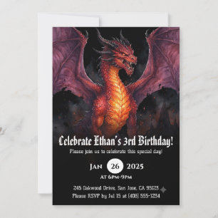 Drache Wasserfarbe Geburtstag Einladung