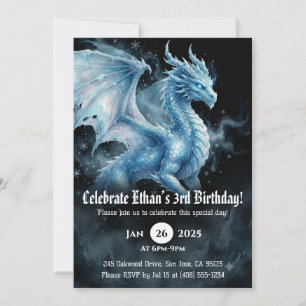 Drache Wasserfarbe Geburtstag Einladung