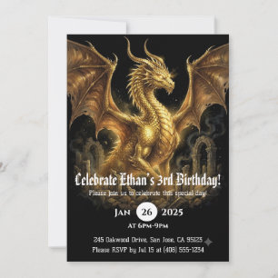 Drache Wasserfarbe Geburtstag Einladung