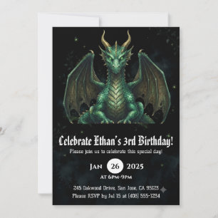 Drache Wasserfarbe Geburtstag Einladung