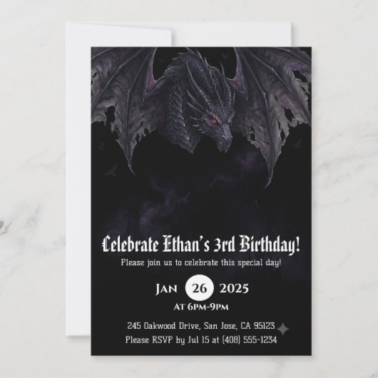 Drache Wasserfarbe Geburtstag Einladung (Vorderseite)