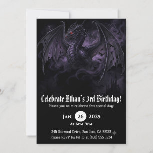 Drache Wasserfarbe Geburtstag Einladung