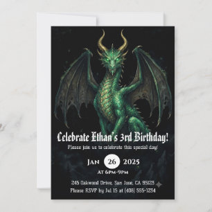 Drache Wasserfarbe Geburtstag Einladung
