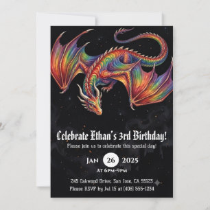 Drache Wasserfarbe Geburtstag Einladung