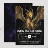 Drache Wasserfarbe Geburtstag Einladung (Vorne/Hinten)