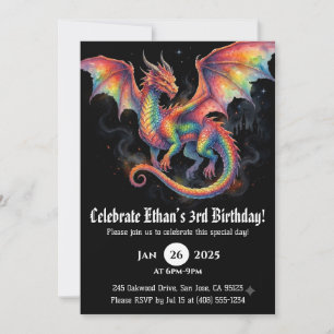 Drache Wasserfarbe Geburtstag Einladung