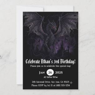 Drache Wasserfarbe Geburtstag Einladung