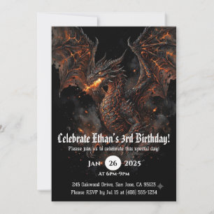 Drache Wasserfarbe Geburtstag Einladung