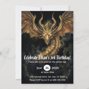 Drache Wasserfarbe Geburtstag Einladung