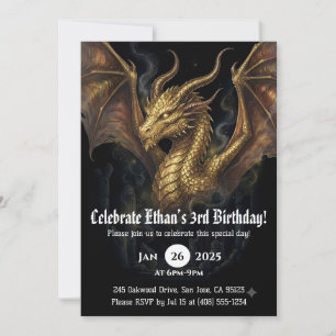 Drache Wasserfarbe Geburtstag Einladung