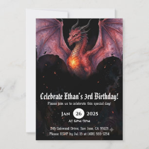 Drache Wasserfarbe Geburtstag Einladung