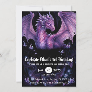 Drache Wasserfarbe Geburtstag Einladung