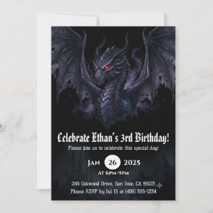 Drache Wasserfarbe Geburtstag Einladung