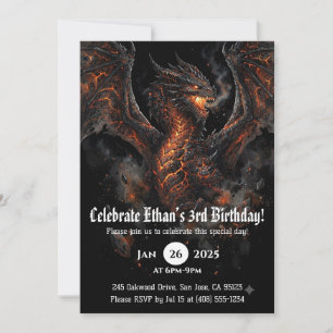 Drache Wasserfarbe Geburtstag Einladung