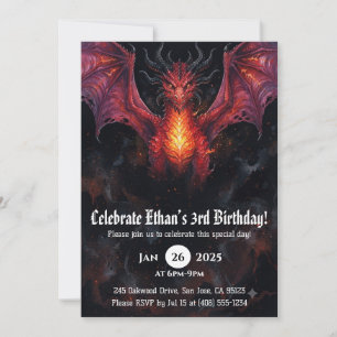 Drache Wasserfarbe Geburtstag Einladung