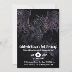 Drache Wasserfarbe Geburtstag Einladung