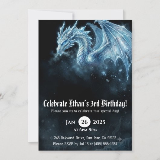 Drache Wasserfarbe Geburtstag Einladung (Vorderseite)