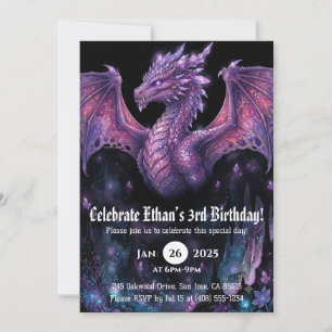 Drache Wasserfarbe Geburtstag Einladung