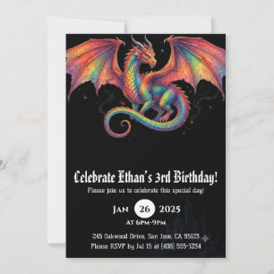 Drache Wasserfarbe Geburtstag Einladung