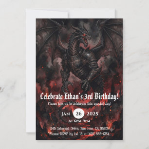 Drache Wasserfarbe Geburtstag Einladung