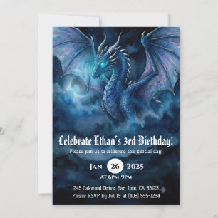 Drache Wasserfarbe Geburtstag Einladung
