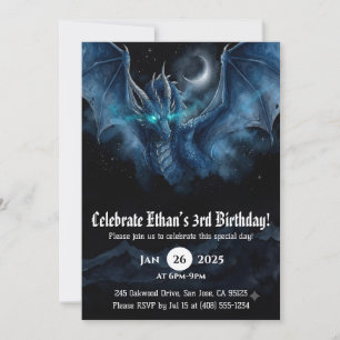 Drache Wasserfarbe Geburtstag Einladung