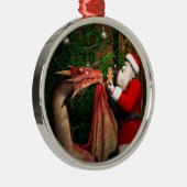 Drache-Weihnachten Silbernes Ornament (Rechts)