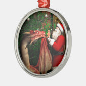 Drache-Weihnachten Silbernes Ornament (Links)