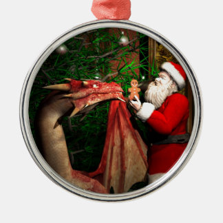 Drache-Weihnachten Silbernes Ornament