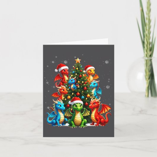 Drache Weihnachtsbaum Squad Santa Hut Fantasy Myth Karte (Vorderseite)