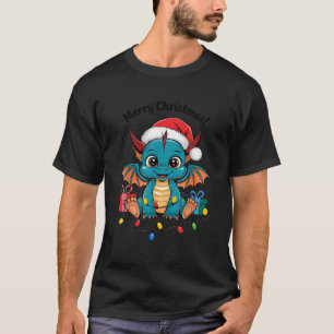 Drache Weihnachtspullover Drache Lichterkette süß  T-Shirt