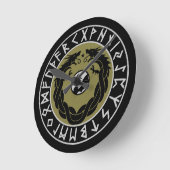 Drache Wikinger Rune Schutz Runde Wanduhr (Winkel)