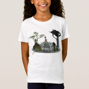 Drache-Wolf-und Elf-Fantasie-Szene T-Shirt
