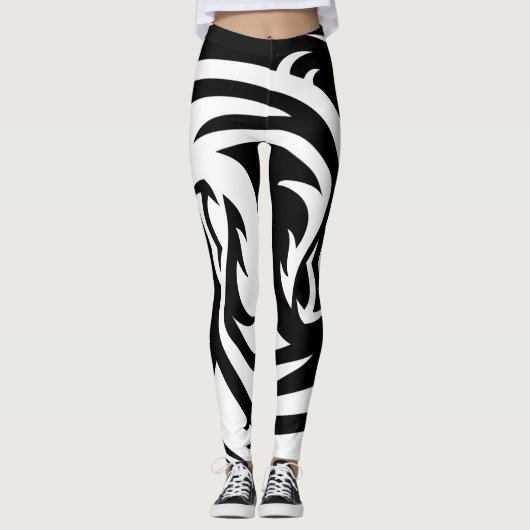 Drache Yin und Yang in Schwarzweiss Leggings (Vorderseite)