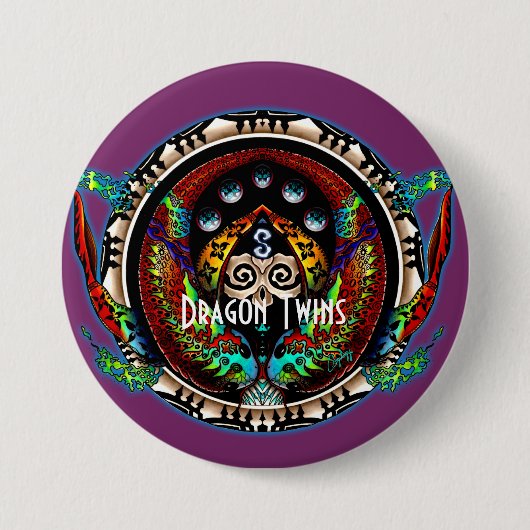 Drache Zwillinge Button (Vorderseite)