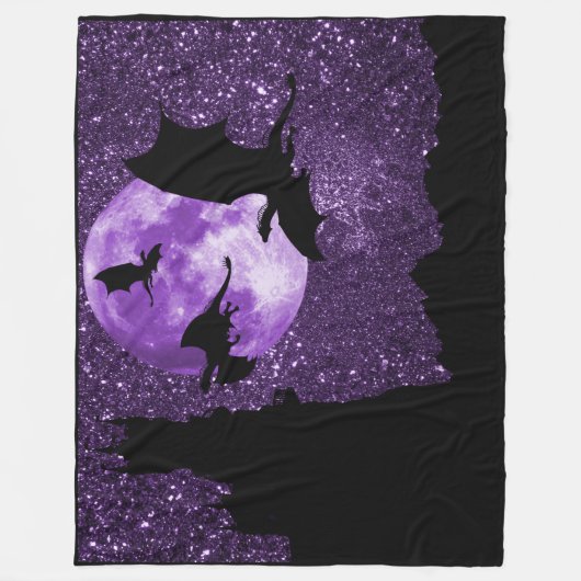 Drachefliegen, lila Himmelschloss der Fantasie, Fleecedecke (Vorderseite)