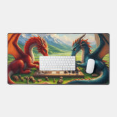 Drachen am Sonntag Nachmittag Schach spielen Schreibtischunterlage (Tastatur & Maus)